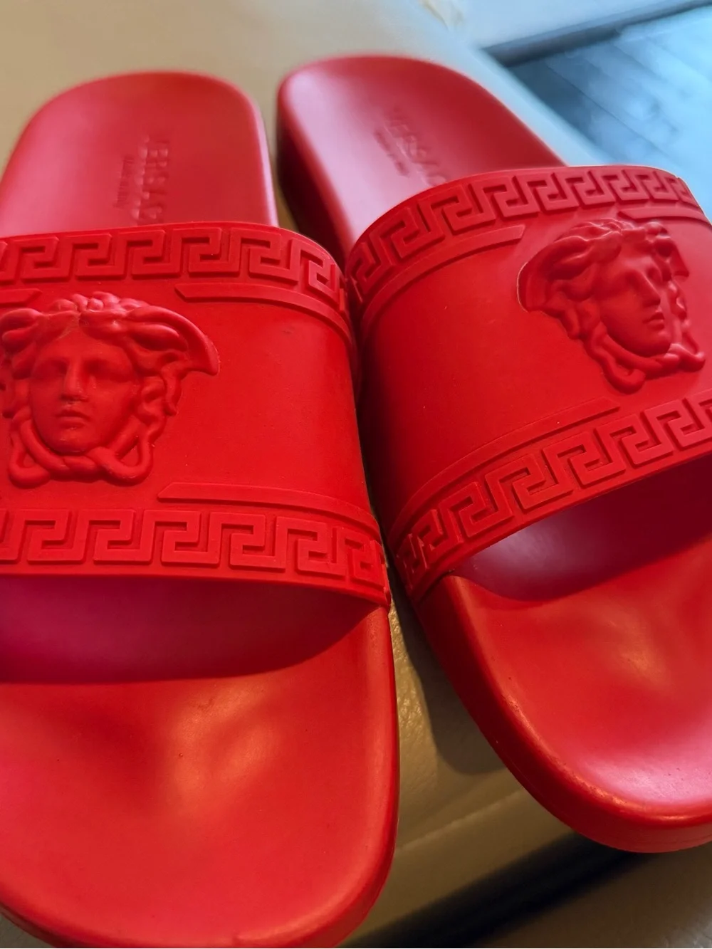 Versace Red Medusa Rubber Slide Sandals